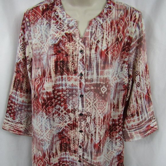 Denim&Co Tops - Women's | Denim & Company | Medium | Blouse | Burgundy